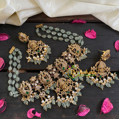 Green Bead Victorian Diamond Temple Choker-VV028