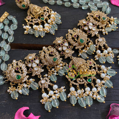 Green Bead Victorian Diamond Temple Choker-VV028