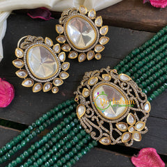 Dark Green Bead Victorian Diamond Choker-VV030