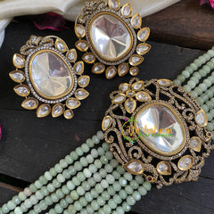 Pastel Green Bead Victorian Diamond Choker-VV029