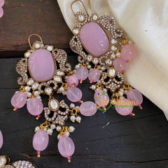 3 Layered Victorian Diamond Neckpiece-Baby Pink-VV050