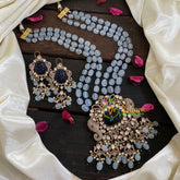 3 Layered Victorian Diamond Neckpiece-Blue-VV051