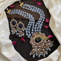 3 Layered Victorian Diamond Neckpiece-Blue-VV051