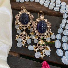 3 Layered Victorian Diamond Neckpiece-Blue-VV051