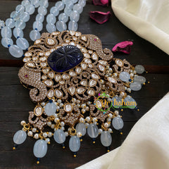 3 Layered Victorian Diamond Neckpiece-Blue-VV051