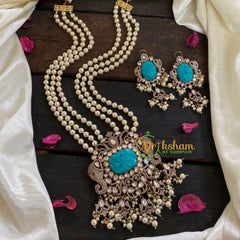 3 Layered Victorian Diamond Neckpiece-Pearl-VV053