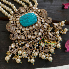 3 Layered Victorian Diamond Neckpiece-Pearl-VV053