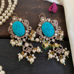 3 Layered Victorian Diamond Neckpiece-Pearl-VV053