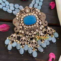 3 Layered Victorian Diamond Neckpiece-Light Blue-VV056