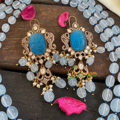 3 Layered Victorian Diamond Neckpiece-Light Blue-VV056