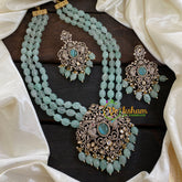 3 Layered Victorian Diamond Neckpiece-Sea Green-VV057