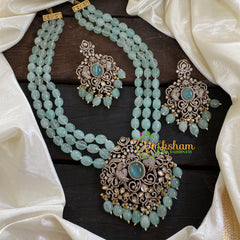 3 Layered Victorian Diamond Neckpiece-Sea Green-VV057