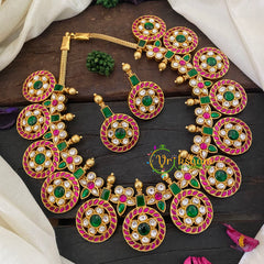 Precious Jadau Kundan Chakra Neckpiece -Jadau Kundan Coin Style Bridal Neckpiece -J1043