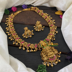 Precious Jadau Kundan Lakshmi Haram - Gold Bead -J1024