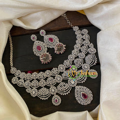 American Diamond High Neck Choker -Ruby-G6367