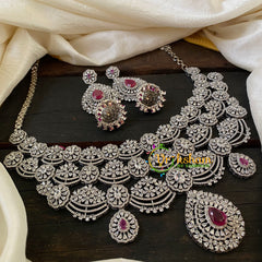 American Diamond High Neck Choker -Ruby-G6367