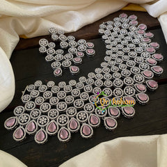 American Diamond High Neck Choker-Pastel Pink -G6362