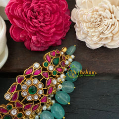 Exquisite Jadau Kundan High Neck Choker -Pastel Green- J1260