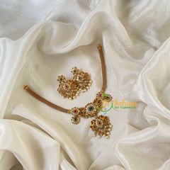 Premium AD Stone Short Neckpiece-Floral-G6506