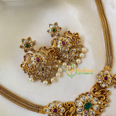 Premium AD Stone Short Neckpiece-Floral-G6506