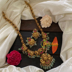 Precious Jadau Kundan Lakshmi Haram -Pastel Green Bead -J1025