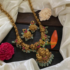 Precious Jadau Kundan Lakshmi Haram -Pastel Green Bead -J1025