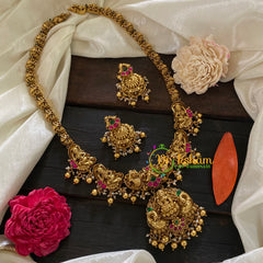 Precious Jadau Kundan Lakshmi Haram - Gold Bead -J1021