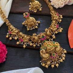 Precious Jadau Kundan Lakshmi Haram - Gold Bead -J1021