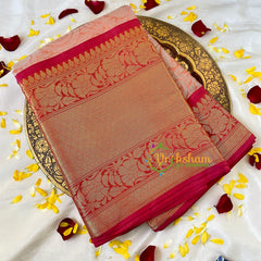 Pastel Orange Semi Benarasi Saree -Citrus-VS527