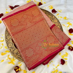 Peach Semi Benarasi Saree -Lily-VS529