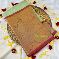 Pista Green Semi Benarasi Saree -Paisley-VS531