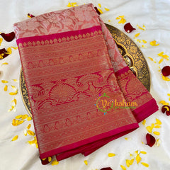 Soft Maroon Semi Benarasi Saree -Vine-VS532