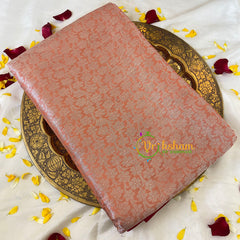 Peach Semi Benarasi Saree - Flower-VS537