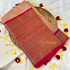 Pastel Orange Semi Benarasi Saree-Gulmohar-VS540