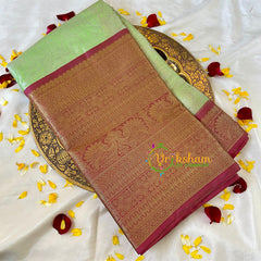 Pista Green Semi Benarasi Saree-Gulmohar-VS541