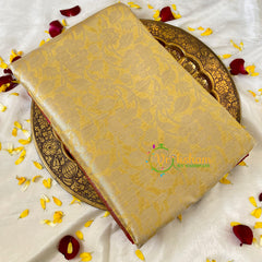 Pastel Yellow Semi Benarasi Saree-Vine-VS542