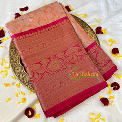 Pastel Orange Semi Benarasi Saree -Vine-VS544