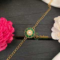 Green Jadau Kundan pendant bracelet chain -J1065