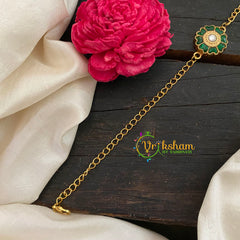 Green Jadau Kundan pendant bracelet chain -J1065