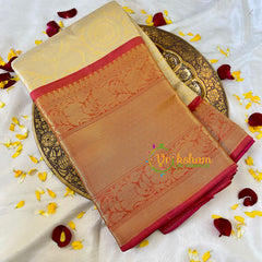 Pastel Yellow Semi Benarasi Saree -Citrus-VS548
