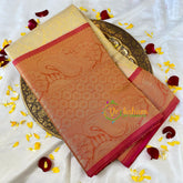 Pastel Yellow Semi Benarasi Saree -Paisley-VS549