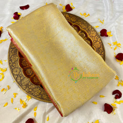 Pastel Yellow Semi Benarasi Saree -Lily-VS550