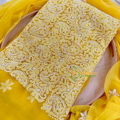 Yellow Chikankari Suit Material Set-VS1687