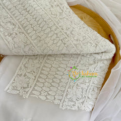 White Chikankari Suit Material Set-VS1682