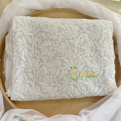 White Chikankari Suit Material Set-VS1681