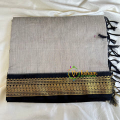 Grey Saree with Black Border- Kalyani Cotton -VS472