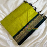 Parrot Green Saree with Dark Green Border-Kalyani Cotton-VS475