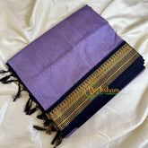 Lavender Saree with Blue Border-Kalyani Cotton-VS493