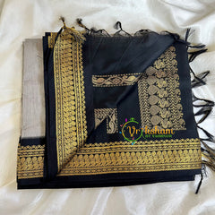 Grey Saree with Black Border- Kalyani Cotton -VS472