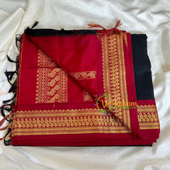 Black Saree with Maroon border- Kalyani Cotton-VS480